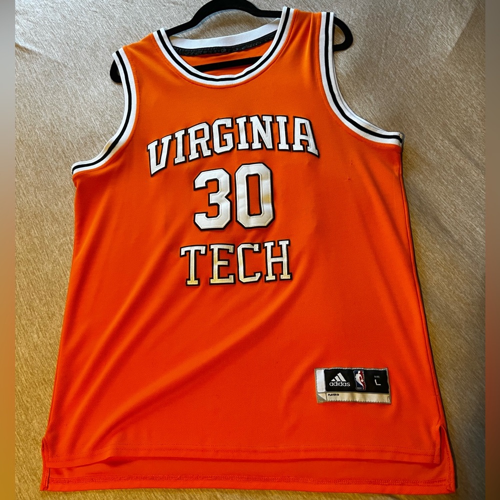 Dell Curry Virginia Tech Vintage Adidas Basketball Jersey
